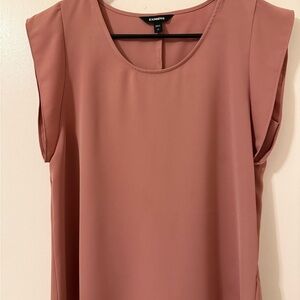 EXPRESS Crew Neck Gramercy Blouse : Pink (XS)